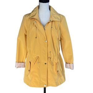 Charter Club Medium Anorak Jacket Full-Zip Water Resistant Hooded Lined Yellow